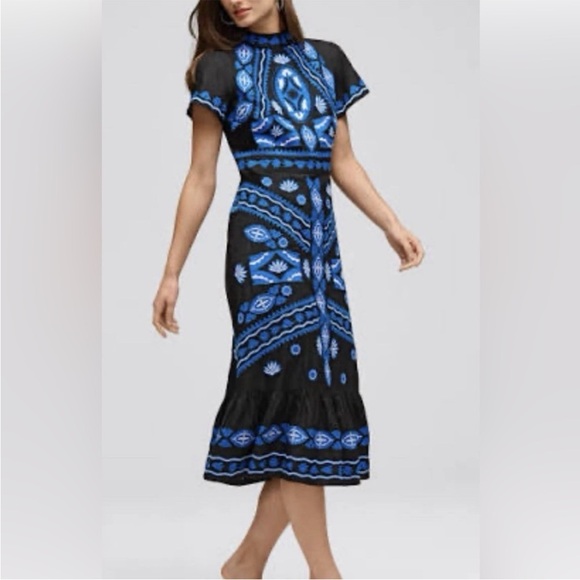 Johnny Was Dresses & Skirts - Johnny was by jade blue embroidered stephy midi dress - new with tags sz 2